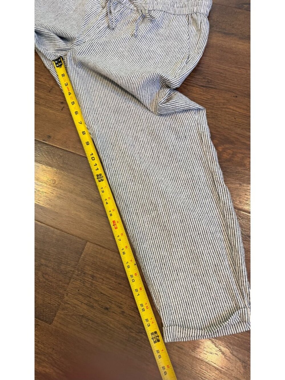 J. Crew Linen Blend Striped Cropped Pants White/Blue Sz 10 - Picture 7 of 7